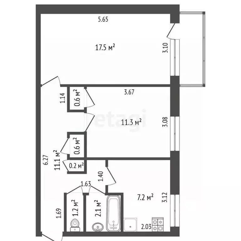 2-к кв. Забайкальский край, Чита ул. Евгения Гаюсана, 32Б (51.0 м) - Фото 2