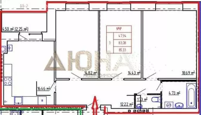 3-комнатная квартира: Кострома, улица Стопани, 46 (85.33 м) - Фото 0