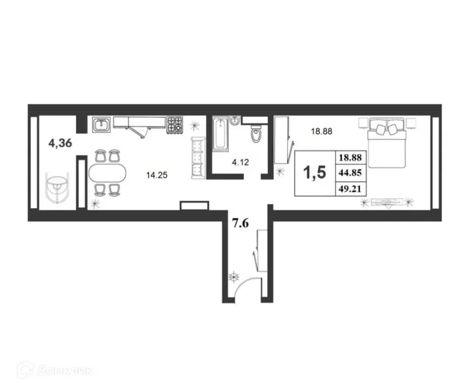 Продаётся 1-к квартира, 44.1 м - Фото 1