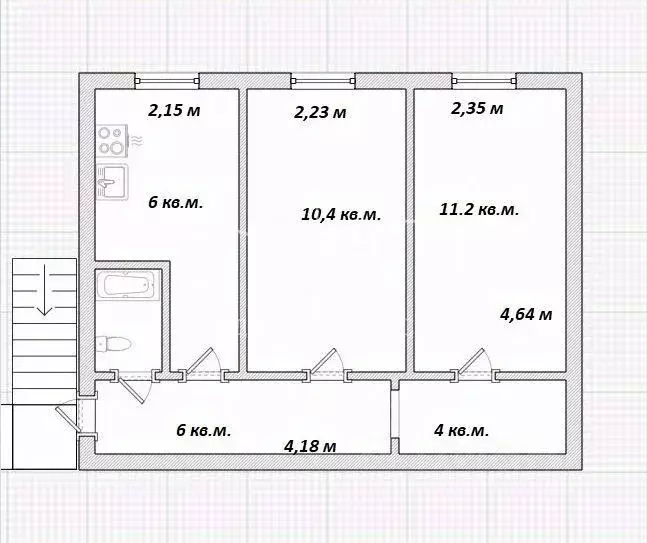 2-к кв. Санкт-Петербург ул. Моисеенко, 7/40 (41.3 м) - Фото 2