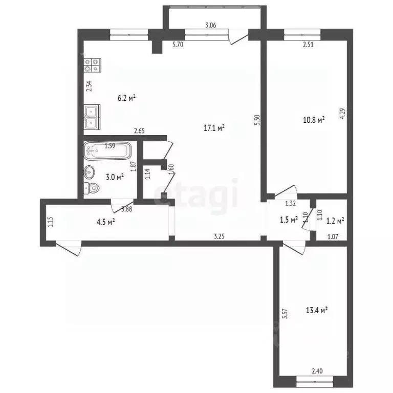 3-к кв. Забайкальский край, Чита ул. Ленина, 41 (59.8 м) - Фото 2