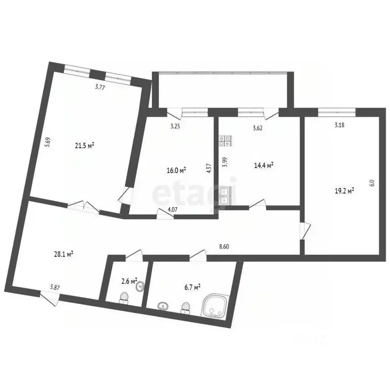 3-к кв. Вологодская область, Вологда наб. 6-й Армии, 211 (110.5 м) - Фото 2