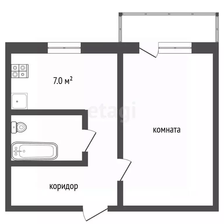 1-к кв. Кемеровская область, Юрга просп. Победы, 8 (31.0 м) - Фото 1