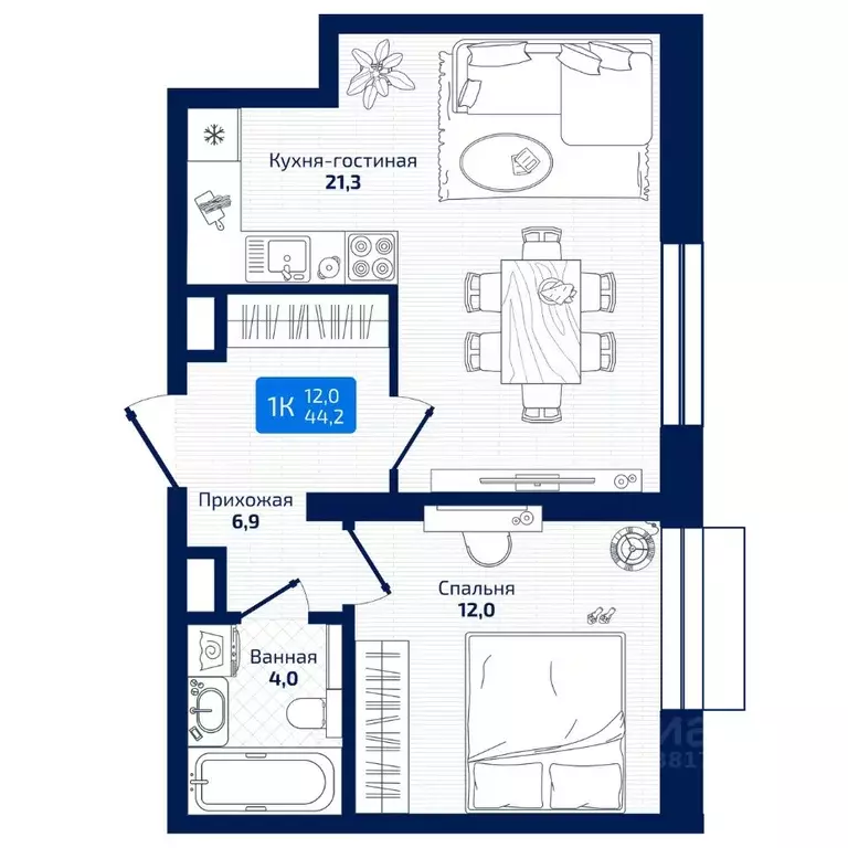1-к кв. Самарская область, Самара ул. 8-я Радиальная, 31 (44.2 м) - Фото 1