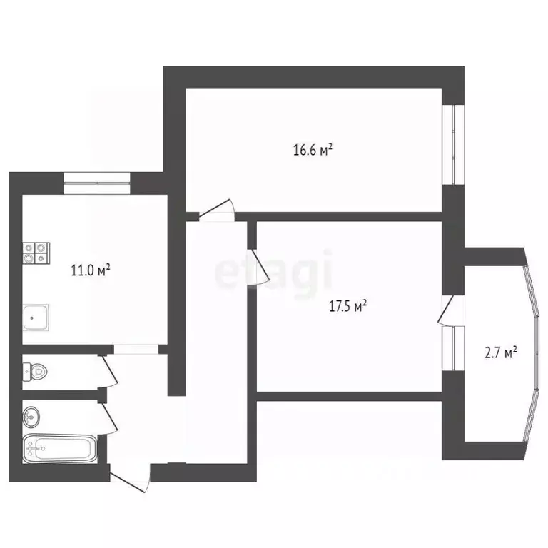 2-к кв. Ханты-Мансийский АО, Сургут ул. Иосифа Каролинского, 8 (61.2 ... - Фото 1