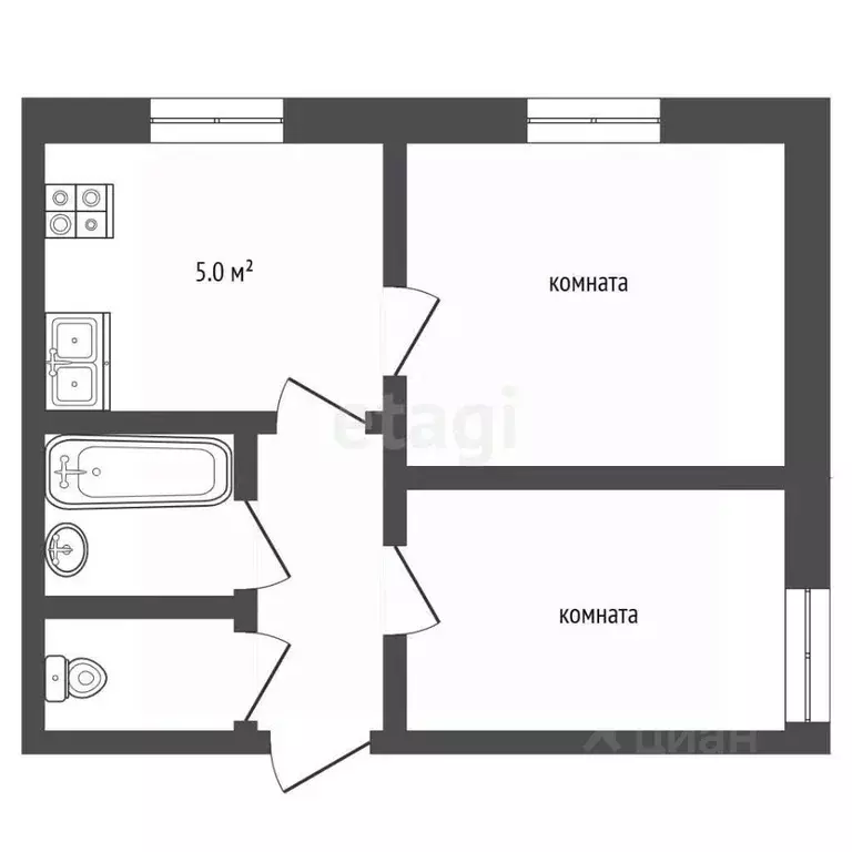 2-к кв. Ярославская область, Рыбинск Ошурковская ул., 4 (40.2 м) - Фото 2
