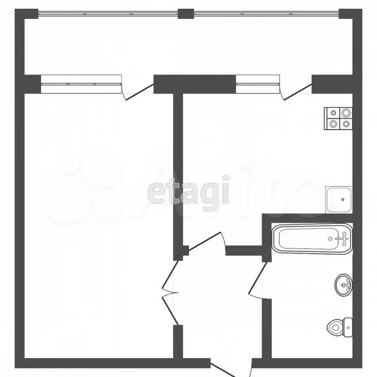 1-к. квартира, 36,6 м, 4/9 эт. - Фото 0