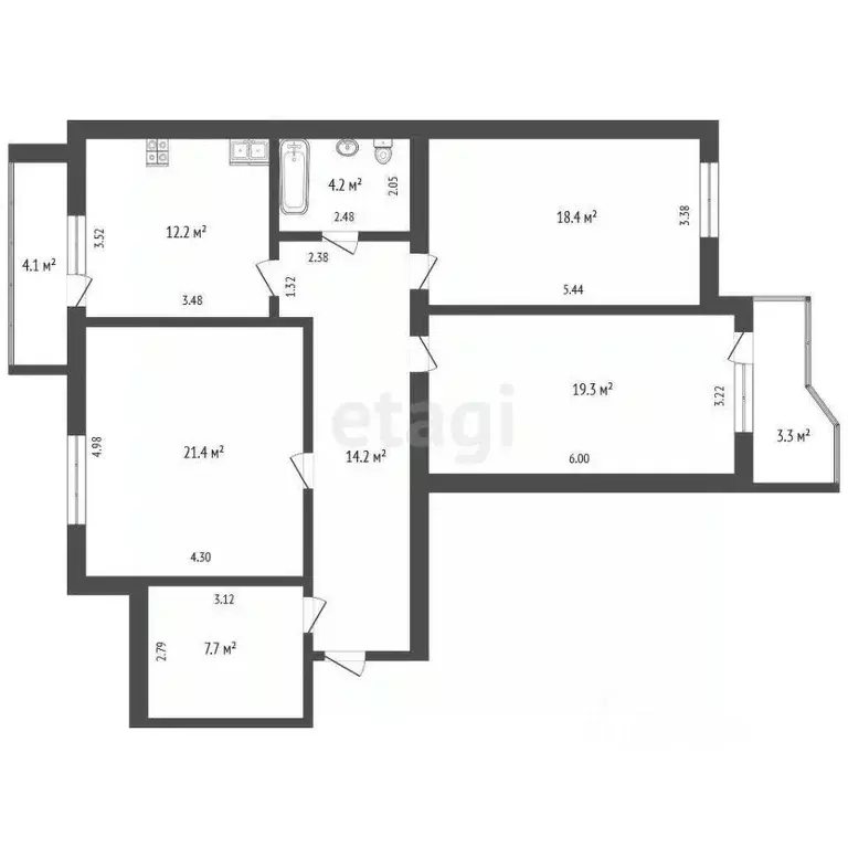 3-к кв. Тюменская область, Тюмень ул. Мельникайте, 138 (98.3 м) - Фото 2