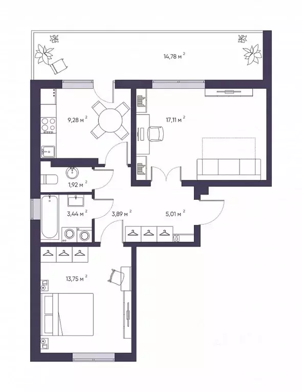 2-к кв. Томская область, Томск Енисейская ул., 35В (58.95 м) - Фото 0