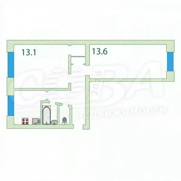 2-к кв. Тюменская область, Тюмень Широтная ул., 121 (44.5 м) - Фото 1