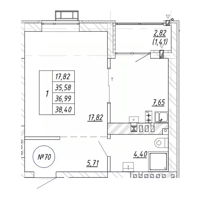 1-к кв. Калининградская область, Зеленоградск  (38.4 м) - Фото 1