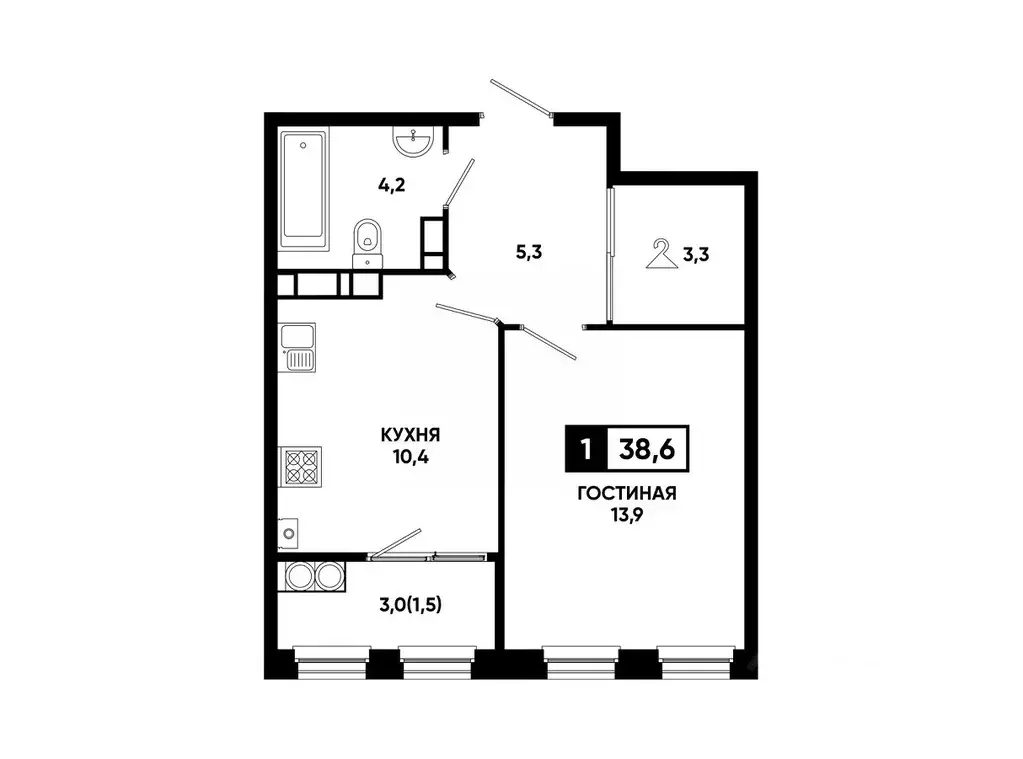 1-к кв. Ставропольский край, Ставрополь ул. Доваторцев, 179В (38.6 м) - Фото 1