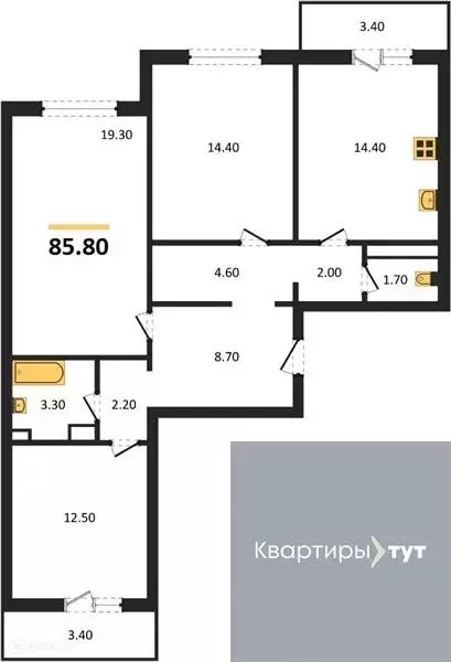 Продаётся 3-к квартира, 85.8 м - Фото 0