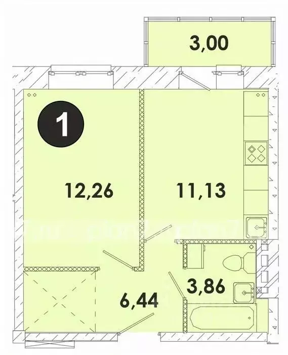 1-к кв. Иркутская область, Иркутский муниципальный округ, пос. ... - Фото 1
