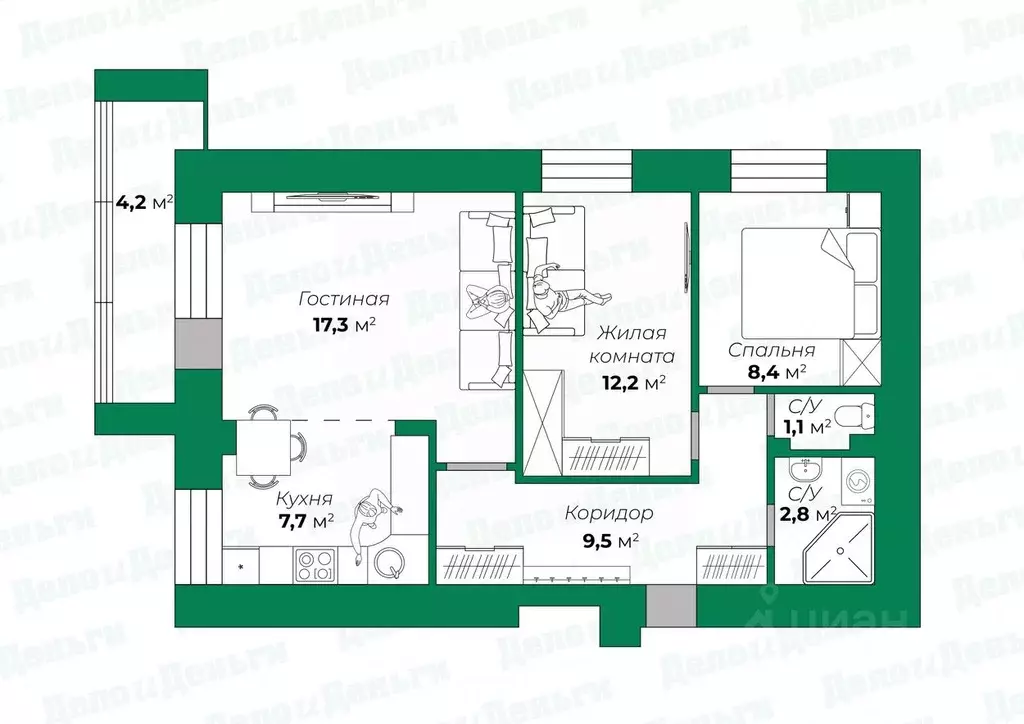 3-к кв. Кировская область, Киров ул. Физкультурников, 2 (61.1 м) - Фото 1