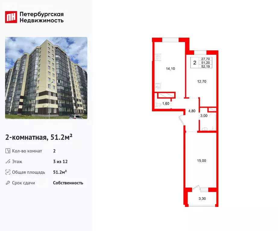 2-комнатная квартира: Аннинское городское поселение, деревня Куттузи, ... - Фото 2