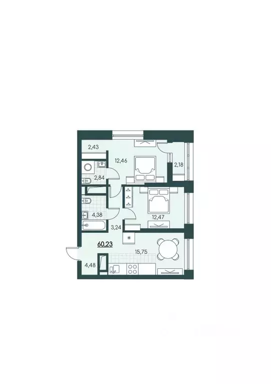 2-к кв. Курганская область, Курган 18-й мкр, 7к1 (60.23 м) - Фото 0