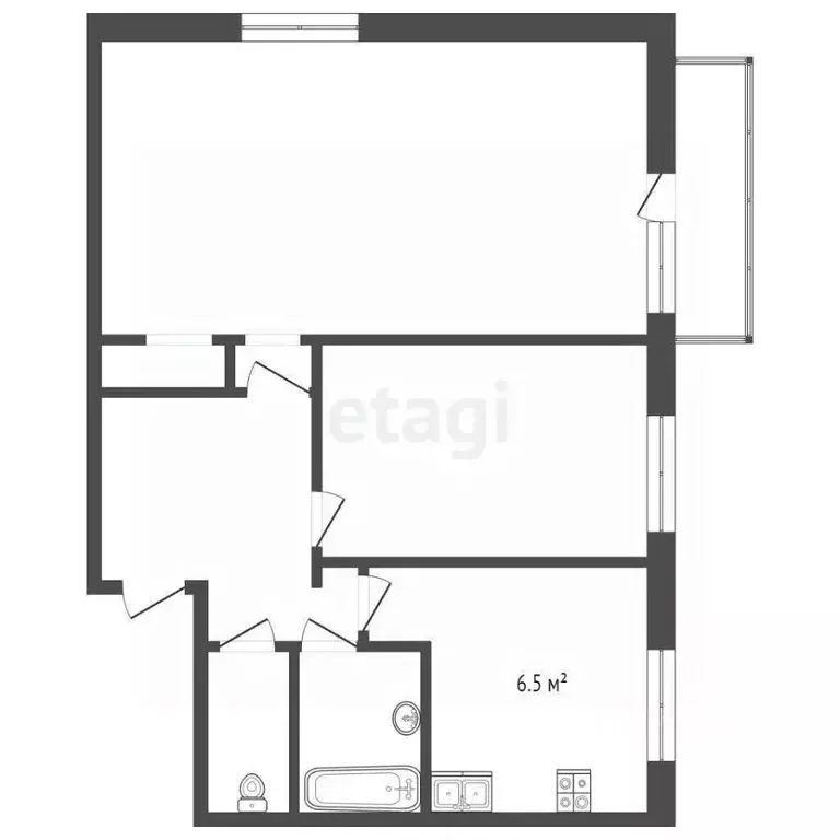 2-к кв. Москва Кастанаевская ул., 8 (42.0 м) - Фото 1