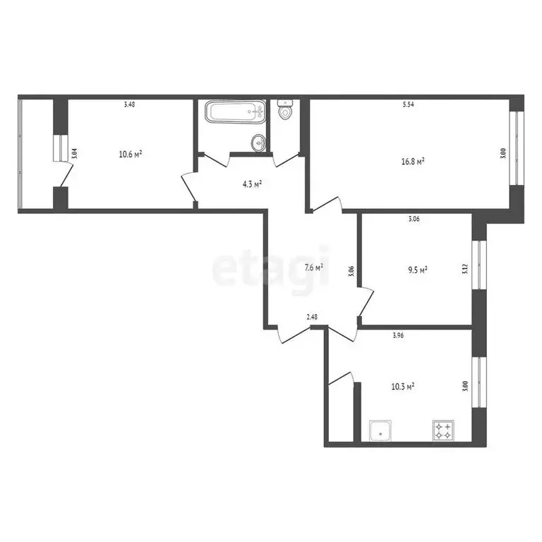 3-комнатная квартира: Серпухов, Тяговая улица, 5 (63.9 м) - Фото 1