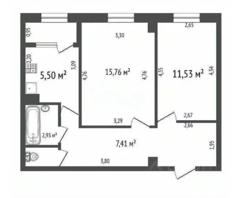 2-к кв. Башкортостан, Стерлитамак ул. Гоголя, 130А (53.7 м) - Фото 1