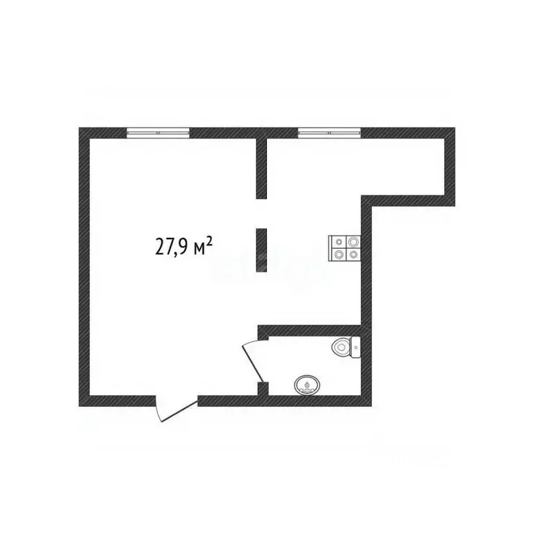 Студия Белгородская область, Белгород ул. Каштановая, 14 (27.9 м) - Фото 2
