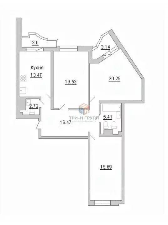 3-к кв. Санкт-Петербург просп. Просвещения, 43 (100.2 м) - Фото 2