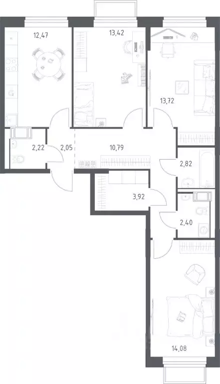 3-к кв. Московская область, Люберцы городской округ, Мирный пгт ... - Фото 1