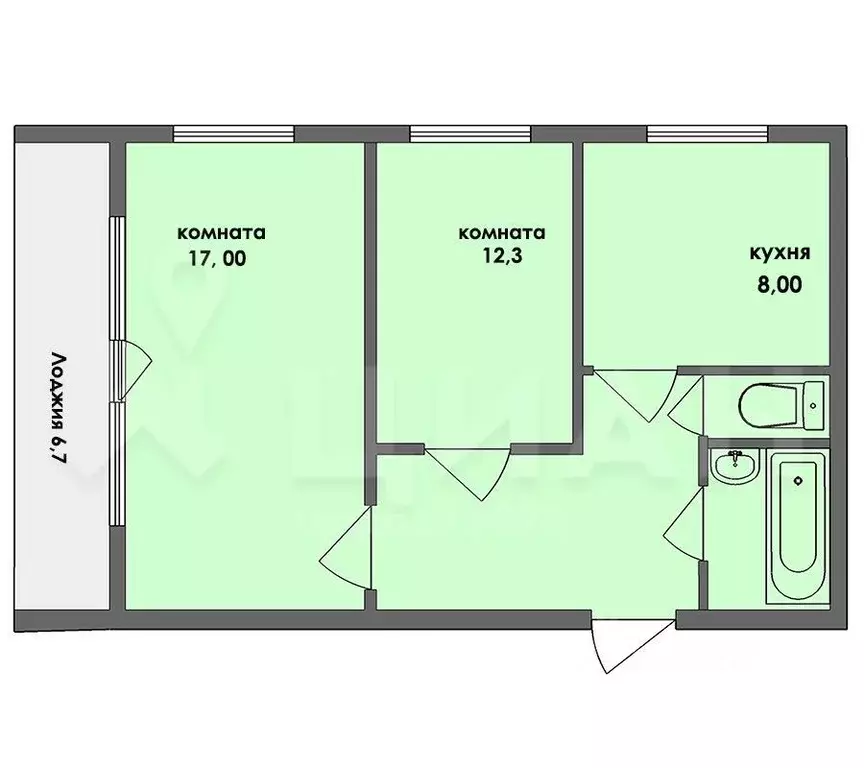 2-к кв. Санкт-Петербург ул. Бадаева, 8к2 (52.1 м) - Фото 2