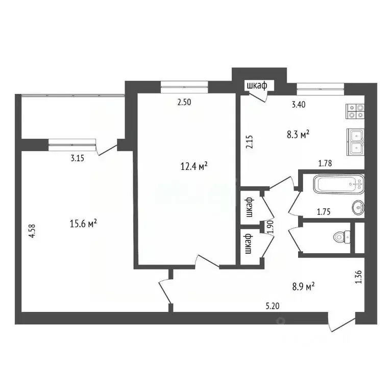 2-к кв. Псковская область, Порхов просп. Ленина, 104 (48.8 м) - Фото 2