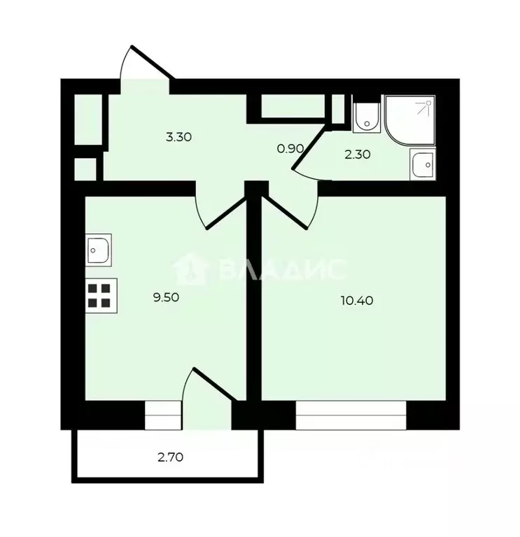 1-к кв. Санкт-Петербург дор. Муринская, 6 (28.0 м) - Фото 2
