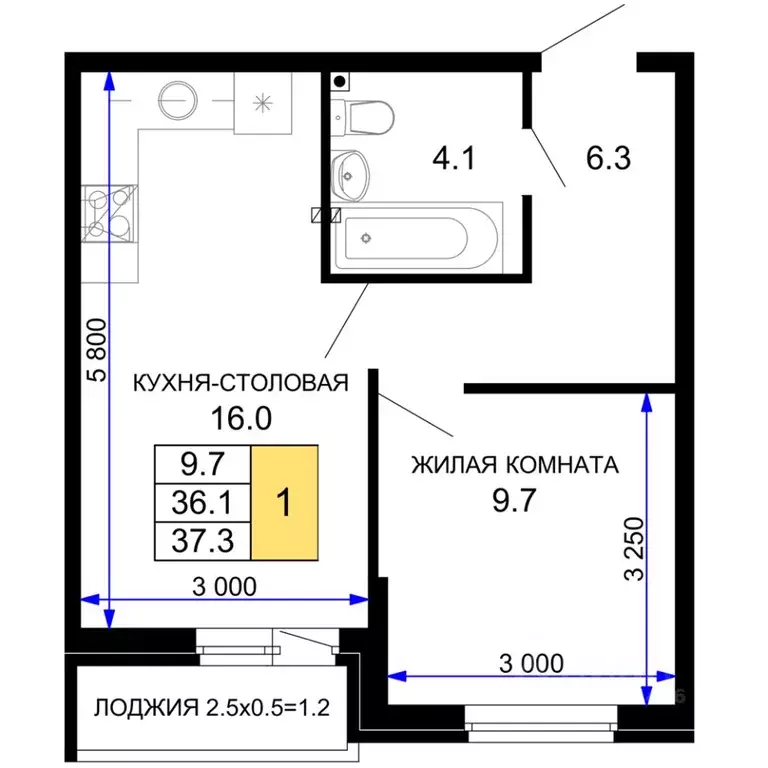 1-к кв. Краснодарский край, Краснодар Дыхание жилой комплекс (37.3 м) - Фото 0