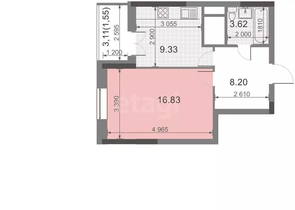 1-комнатная квартира: Казань, улица Академика Завойского, 23 (38.7 м) - Фото 1
