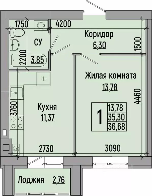 1-к кв. волгоградская область, волгоград долина-2 жилрайон, (36.68 м) - Фото 0