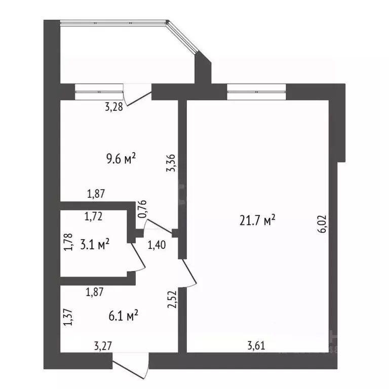 1-к кв. Амурская область, Благовещенск КПП мкр, ул. Кольцевая, 34/1 ... - Фото 2