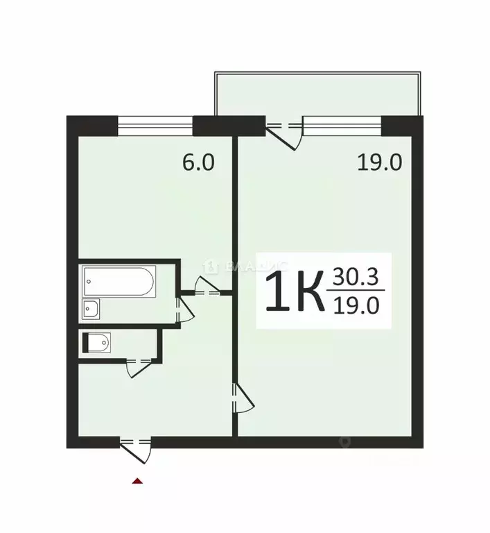 1-к кв. Московская область, Фрязино ул. Ленина, 21 (30.3 м) - Фото 1