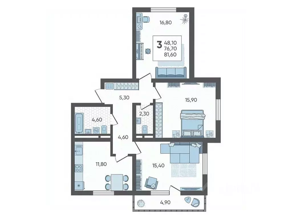 3-к кв. Краснодарский край, Сочи городской округ Горный Квартал жилой ... - Фото 1
