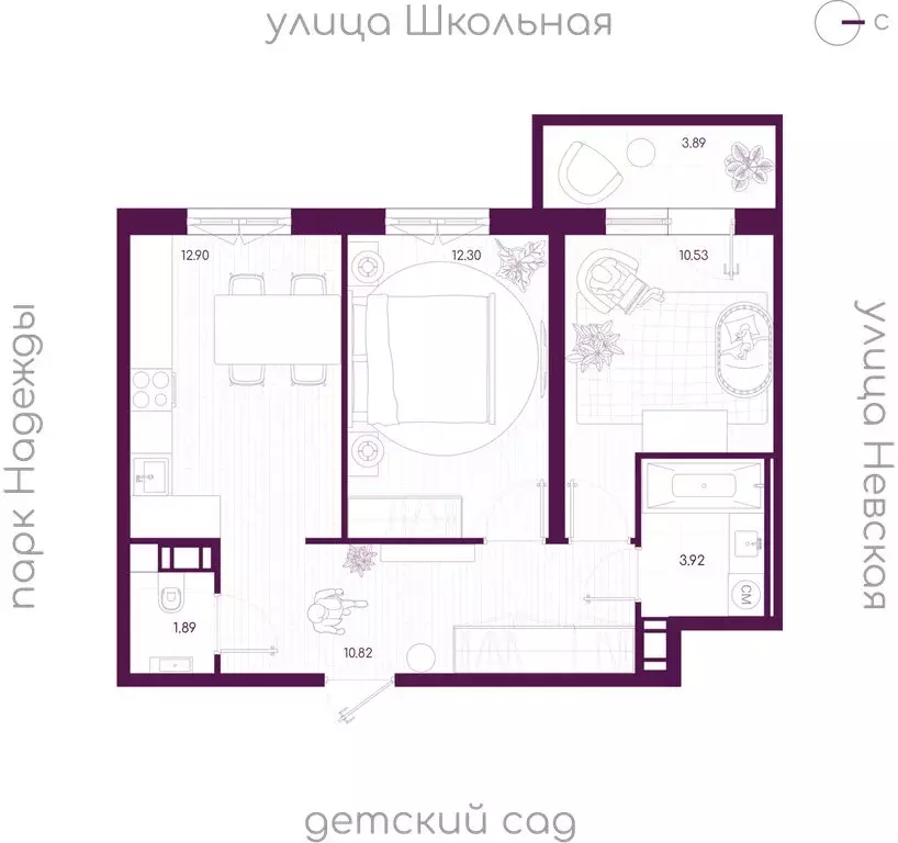 2-комнатная квартира: городской посёлок Дубровка, Школьная улица ... - Фото 1