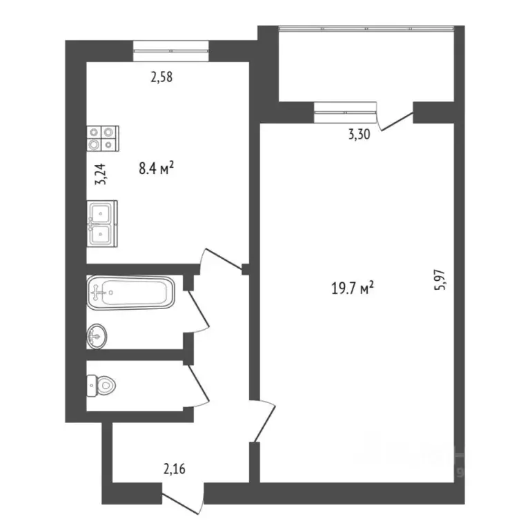 1-к кв. Тюменская область, Тюменский муниципальный округ, с. Онохино ... - Фото 2