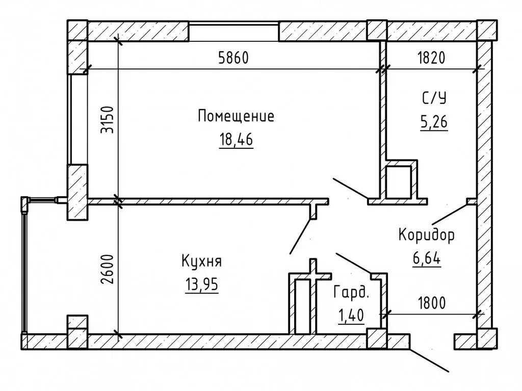 1-комнатная квартира: Нальчик, улица Тарчокова, 127 (46 м) - Фото 1