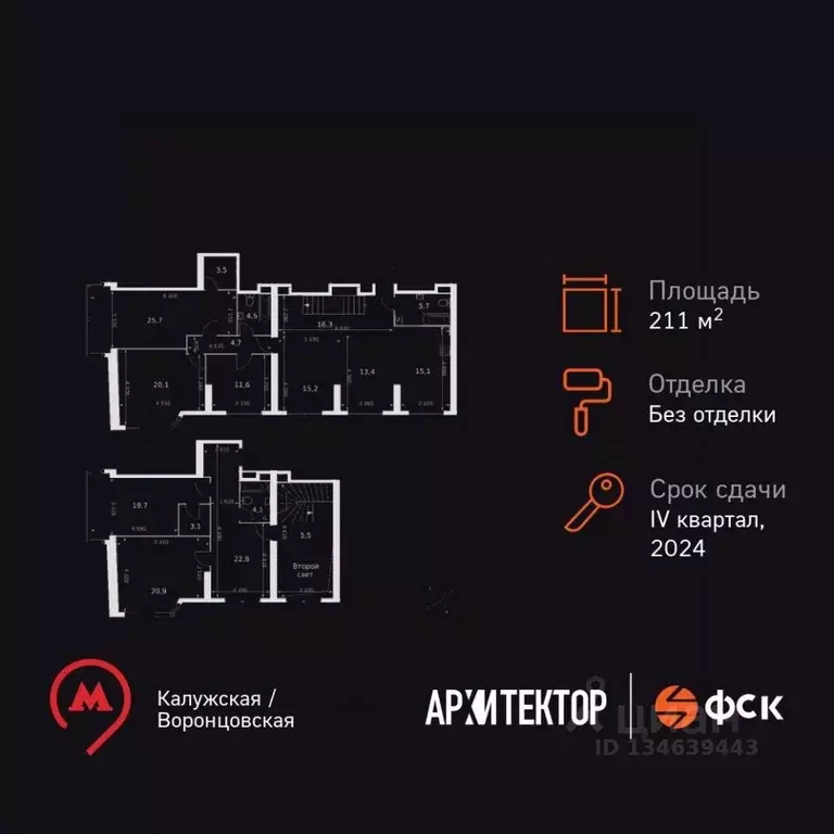 6-к кв. Москва ул. Академика Волгина, 2 (211.9 м) - Фото 1