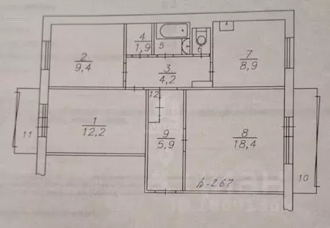 3-к кв. Красноярский край, Красноярск 9 Мая ул., 26 (67.3 м) - Фото 2