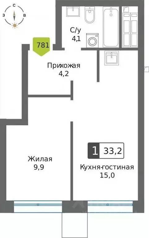 1-к кв. Московская область, Красногорск Чернево-2 мкр,  (33.2 м) - Фото 1