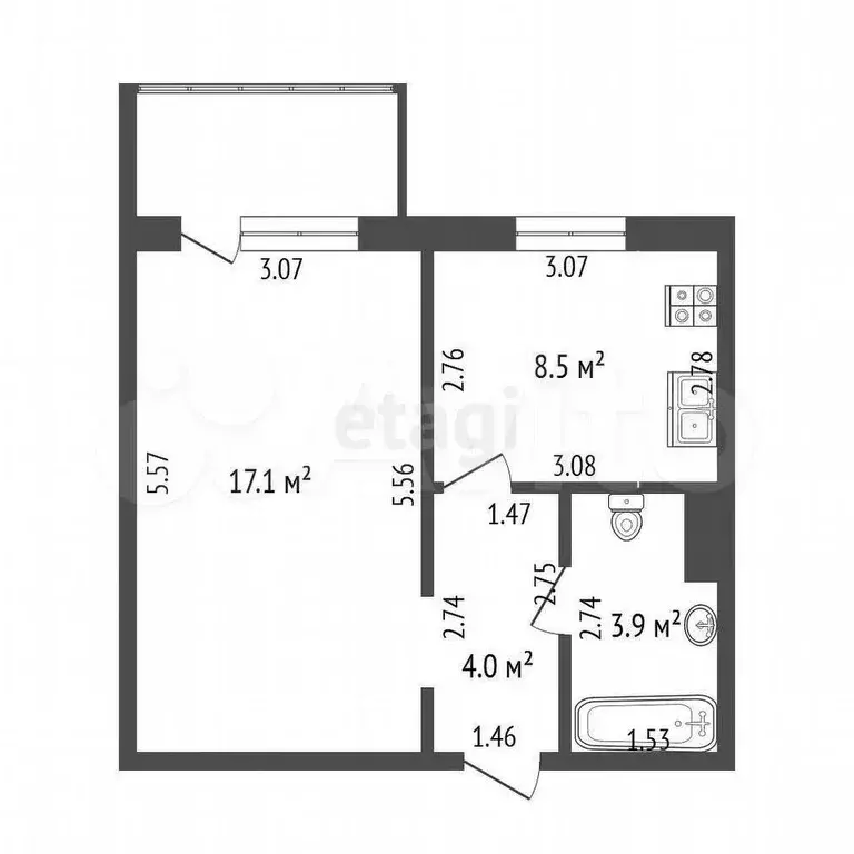 1-к. квартира, 33,5 м, 3/10 эт. - Фото 0
