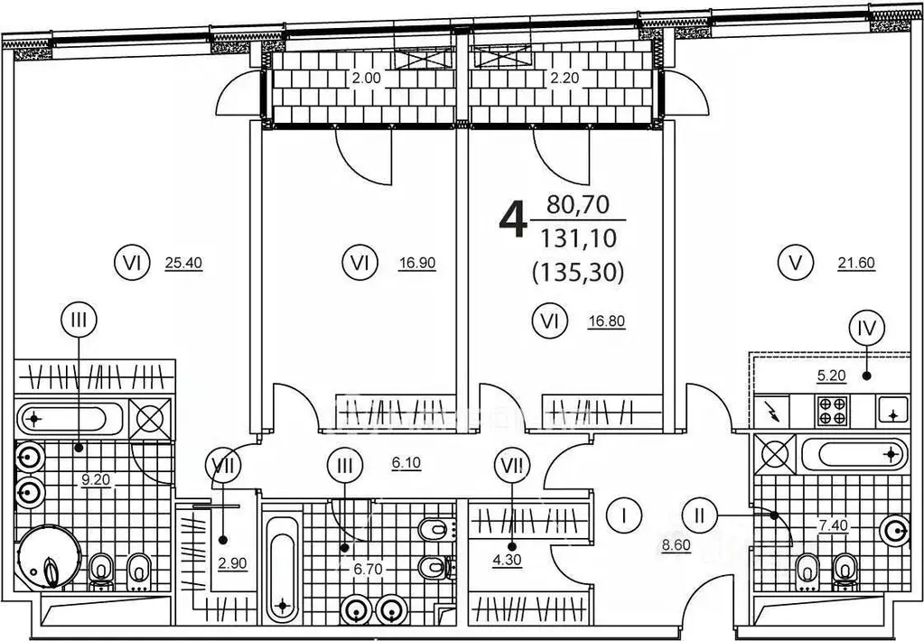 4-к кв. Москва ул. Обручева, 3 (135.6 м) - Фото 2