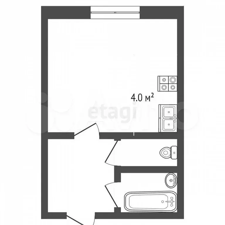 1-к. квартира, 17,3 м, 4/5 эт. - Фото 0