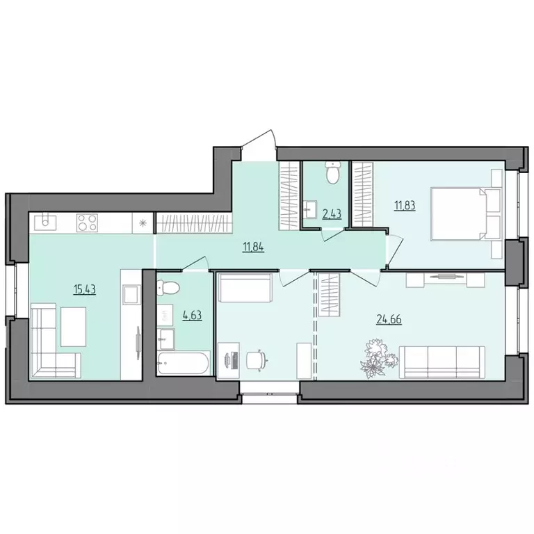 2-к кв. Ярославская область, Рыбинск Февральская ул., 12 (70.82 м) - Фото 0
