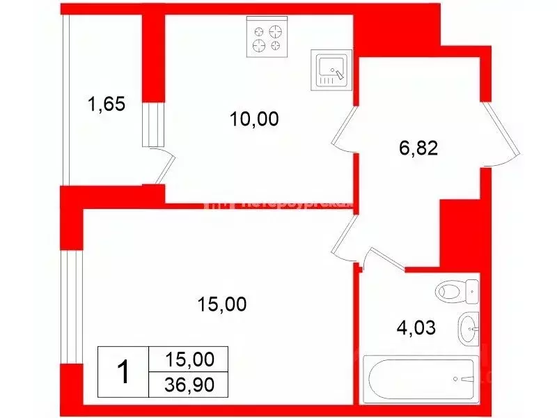 1-к кв. Ленинградская область, Всеволожский район, пос. Бугры ул. ... - Фото 1