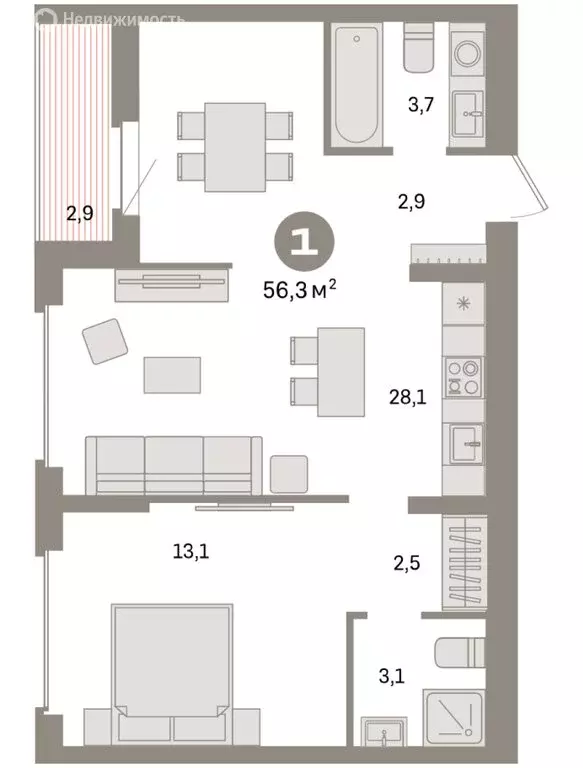 1-комнатная квартира: Екатеринбург, жилой район Сортировочный, ... - Фото 1