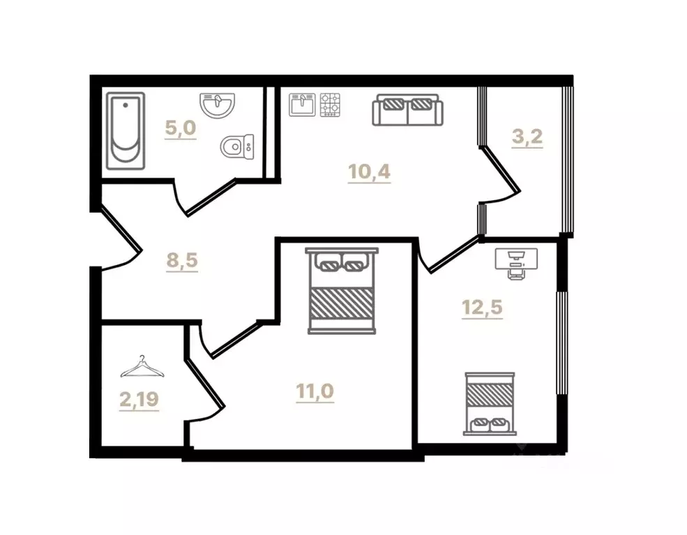 1-к кв. Санкт-Петербург ул. Верности, 14К2 (50.7 м) - Фото 2