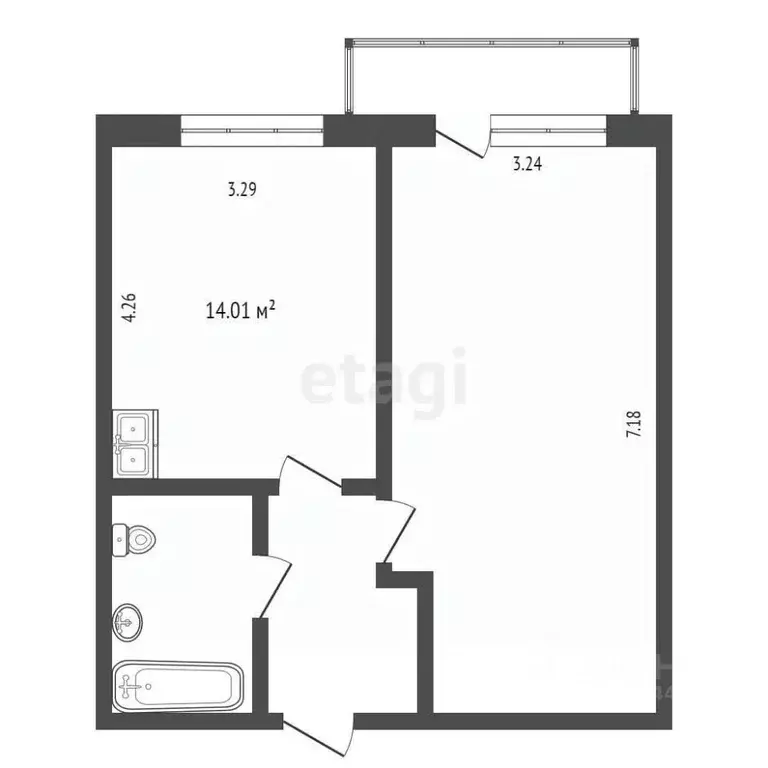 1-к кв. Тюменская область, Тюмень ул. Эльвиры Федоровой, 1 (45.6 м) - Фото 1